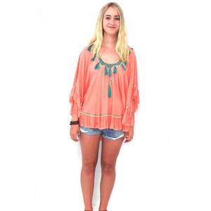 Bohemian Poncho Top Orange