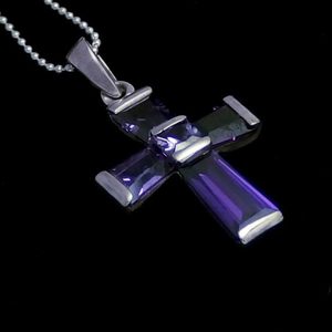 Sterling Silver: Amethyst CZ Cross Necklace