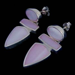Sterling Silver: Geometric Mother Pearl Earrings