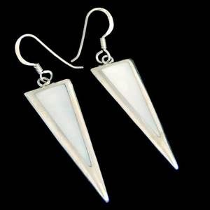 Sterling Silver: Long Triangle Shell Earrings