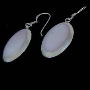Sterling Silver: Mother Pearl Oval Earrings