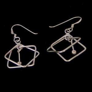 Interlocking Squares Earring Silver