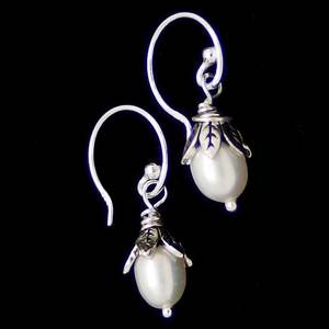 Sterling Silver: Real Pearl Drop Earrings