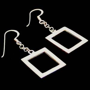 Sterling Silver: Square Chain Dangle Earrings