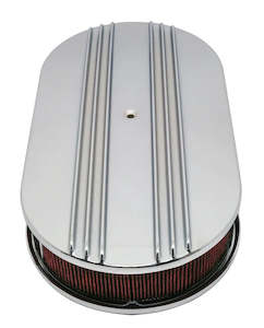 AIR CLEANER 15" OVAL PARTIAL FINNED POLISHED