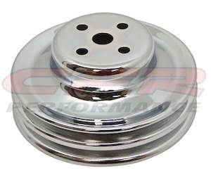 Engine Accessories: PULLEY WATER PUMP FORD SB STEEL 1964-74 CHROME