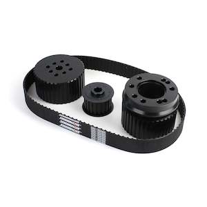 Pulleys: GILMER DRIVE KIT. CHEV SB LWP 390 BELT ( CAN USE POWER STEER ) NOTE: KIT INCLUDES WATER PUMP DRIVE, CRANK DRIVE, ALTERNATOR DRIVE & GILMER BELT. BOLTS NOT INCLUDED. DUE TO VARIOUS APPLICATIONS, MODIFICATION AND BELT CHANGE MAYBE REQUIRED BLACK IN COLOR.