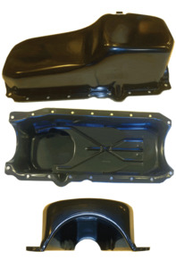 Oil Pan: OIL PAN CHEV SB 1986-2002 1PRMS RH DIPSTICK BLACK