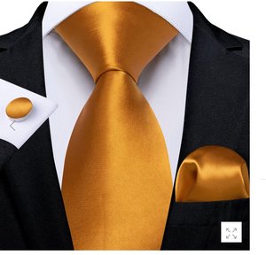 Mens Silk Tie Handkerchief Cufflinks Set: Simon.Von Silk Tie Shining Pure Gold Solid Mens Formal Dress Tie Handkerchief Cufflinks Set - N-5265