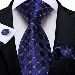 DarkSlateBlue Men's Tie Peru Polka Dots Pocket Square Cufflinks Set-N-8400
