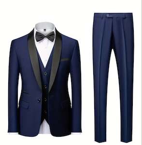 Recommended Seguno: Navy Blue Men's Elegant 3pcs Suit & Lapel Collar - DV326156
