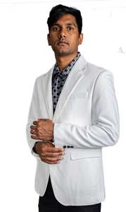 Stylish Men's Slim Fit White Solid Color Elegant Blazer Jacket-BJ201357