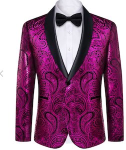 Recommended Seguno: Simon Von Men's Shawl Collar Suit Byzantine Purple Paisley Silk Mens Slim Fit Business Suit XX-4011