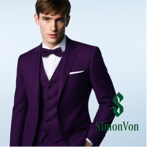 Suits: Dark violet 2pcs Classic Suit Set - Men's Formal Wear-QR316829