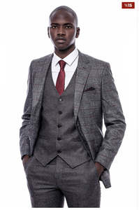 Suits: Checked Dark Grey Suit