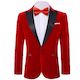 Simon Von Men's Suit Fire Brick Red Solid Silk Peak Collar Blazer Suit-XX-0058