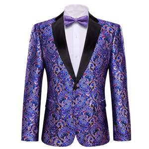 Blazers: Men's Dress Party Hyacinth Floral Suit Jacket Slim One Button Stylish Blazer XX-0017