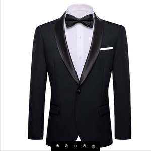 Blazers: Simon Von  Dress Party Black Suit Jacket Slim One Button Stylish Blazer-XX-0044