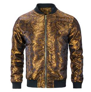 Golden Black Paisley Men's Lightweight Zip Jacket Casual-JK-2008
