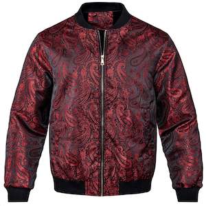 NEW SIMON VON RED PAISLEY MEN'S JACQUARD LIGHT CASUAL JACKET-JK-4005