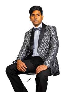 Suit Hire: Men's Dress Party Black White Suit Jacket Slim One Button Stylish Blazer XX-1018