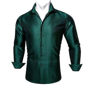 Simon.Von Green Lattice Silk Men's Shirt- CY-0433