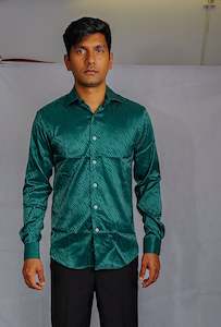 Simon.Von Grass Green Ripple Silk Men's Shirt- CY-0676