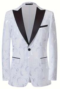 White Men's Blazer - Lapel Casual Party Jacket - XH27781