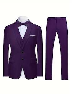 Purple Men's Casual 3PC Suit Set -WR268718