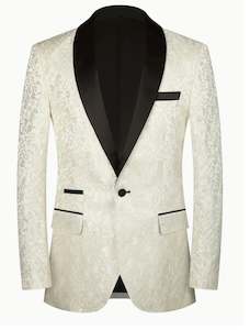 Blazers: Stylish Jacquard Shawl Lapel Blazer for Men -XT208592