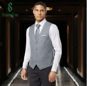 Mens Vests Waistcoats: Tuxedo Waistcoat Silver Grey Solid  Vest-BW-MD-0037