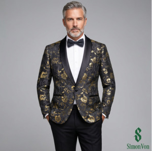 Recommended Seguno: Luxury Black Golden Floral Men's Suit Set-XX-1032