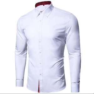 Formal White Red Splicing Men's Shirt- CY-0324