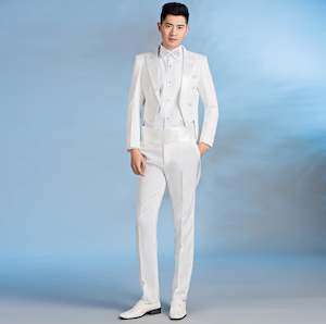 White Men's Tuxedo Wedding Performance Stage Suits-MJ 8577W