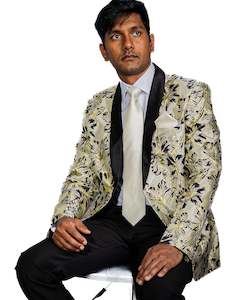 Black Gold Floral Suit Jacket Slim One Button Stylish Blazer-XX-0033