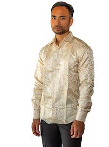 Champagne Floral Silk Men's Shirt-CY-0053