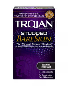 Condoms: Trojan Studded Bare Skin Condoms 10 Pack