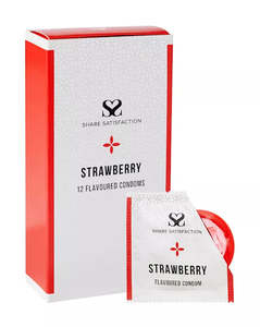 Share Satisfaction Flavoured Condoms Strawberry 12 Pack