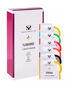 Share Satisfaction Flavoured Condoms Mixed 12 Pack