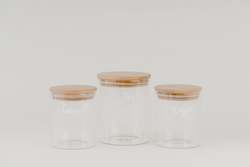 Luxe Glass And Bamboo Storage Vessel: Daily Grind Set (with Jars & Labels)