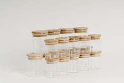 Luxe Glass And Bamboo Storage Vessel: LUXE Spice Glass Jar With Bamboo Lid Package - 20 pack