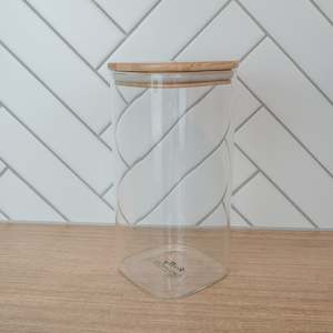 Bamboo: LUXE Square Glass and Bamboo Storage Jar 1500ml