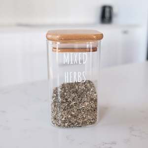 Products: LUXE Square Glass and Bamboo Spice Jar 250ml