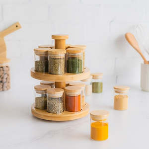 Luxe Glass And Bamboo Storage Vessel: 75ml Glass and Bamboo Spice Jar