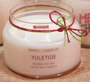 Large Apothecary Jar Wood Wick Candles: Small Christmas scented soy candle