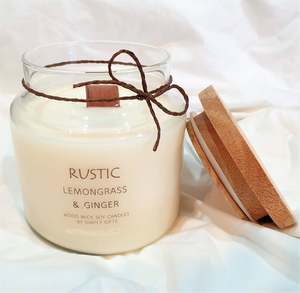Large Apothecary Jar Wood Wick Candles: Large candle - Herbal/Spicy