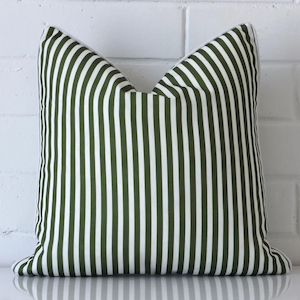 Piha Olive Green Waterproof Striped Outdoor Cushion Cover