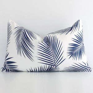 Otama Palm Waterproof Rectangular Navy Outdoor Cushion Cover - Rectangle
