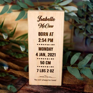 Wedding 1: Personalised Engraved Birth Plaque