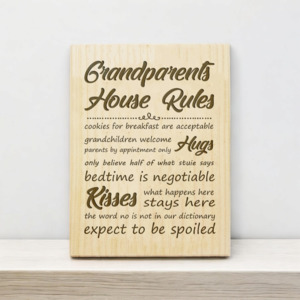 House Warming: Grandparents House Rules Plaque